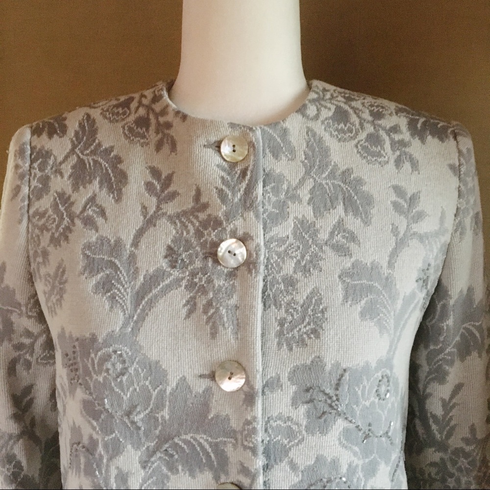 Alfred Dunner Beaded Floral Velvet Brocade Evening Jacket Women’s Size 6 Petite - Picture 2 of 8